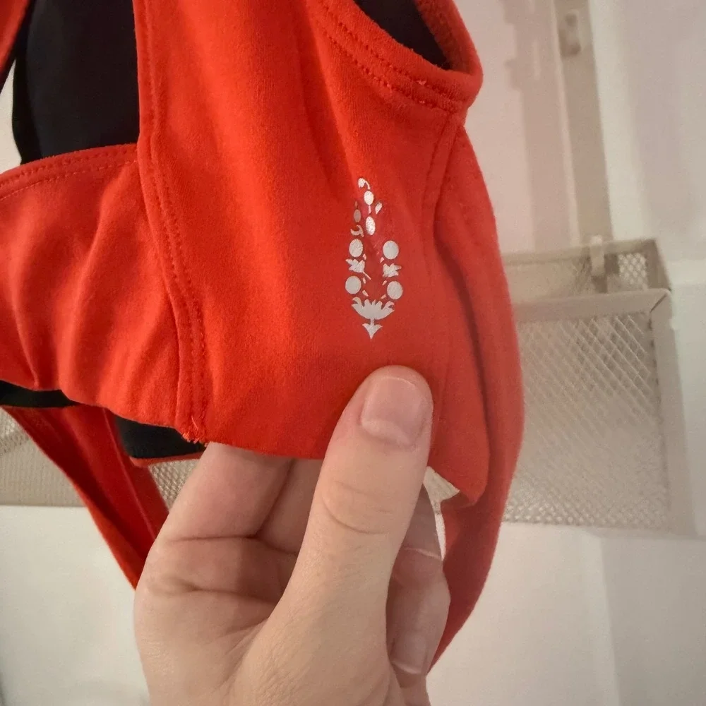 Free People FP Movement Red Open Back Tie Waist Crop Top Sports Bra Small